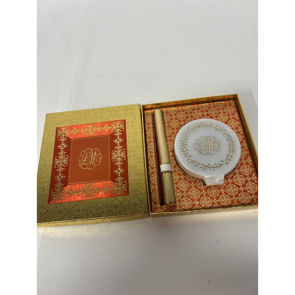 Vintage NOS Max Factor Beauty Wardrobe Creme Puff lipstick red on red compact